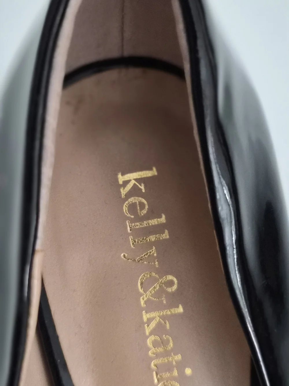 Kelly & Katie Black Patent Peep-Toe Heels